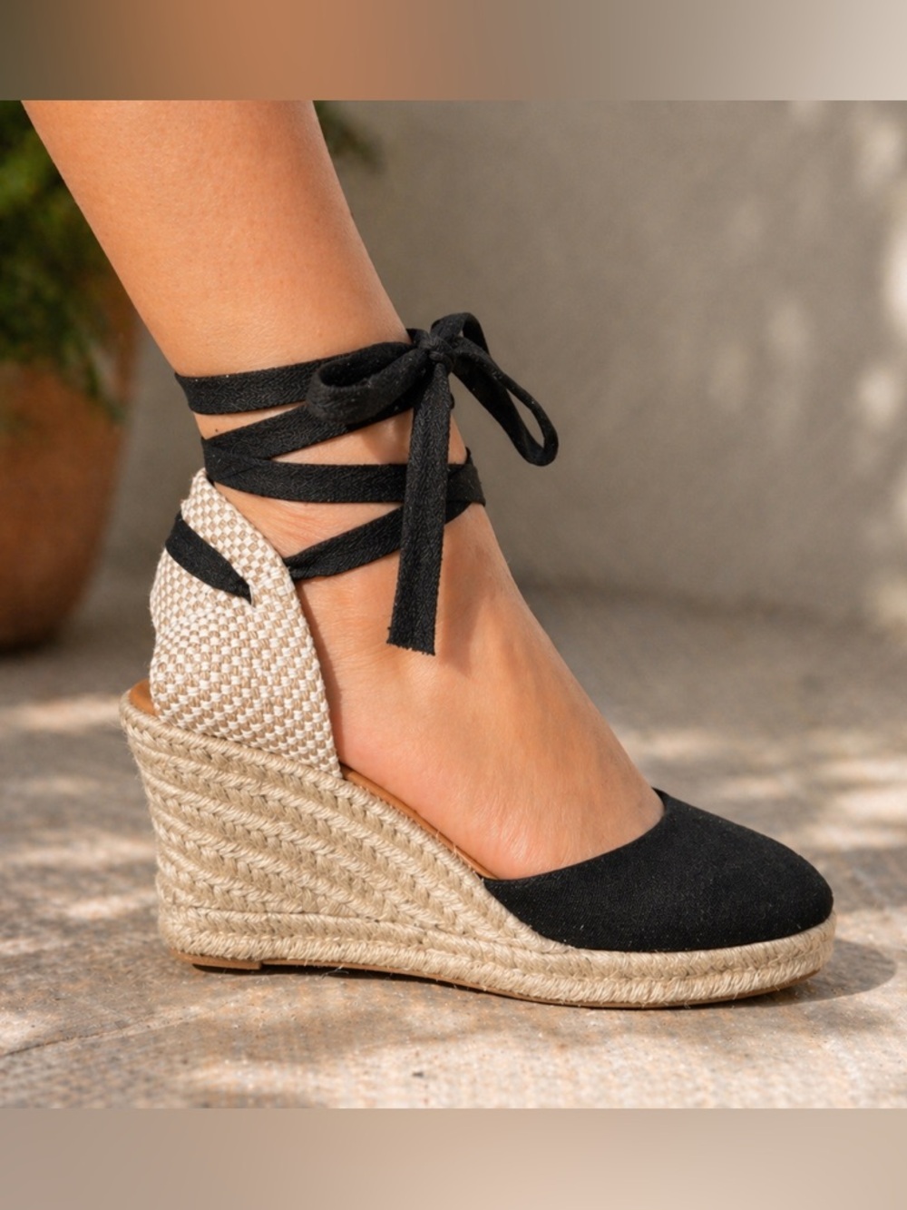 J.Crew Canvas Ankle-Wrap Espadrille Wedges